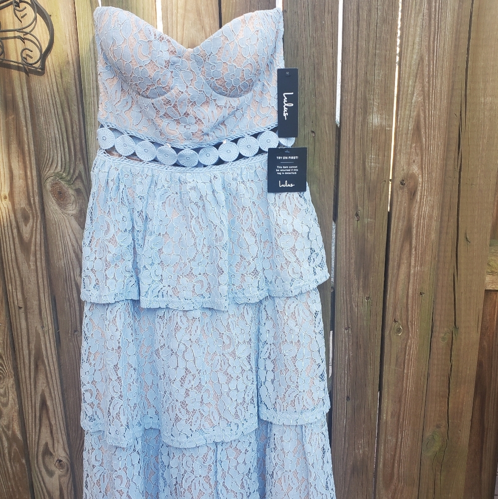 Lulu's baby blue ruffle dress